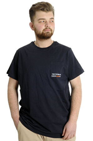 Mode XL Büyük Beden Erkek T-shirt FUTURE 23200 Lacivert