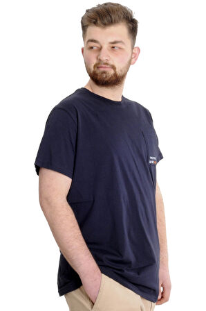Mode XL Büyük Beden Erkek T-shirt FUTURE 23200 Lacivert