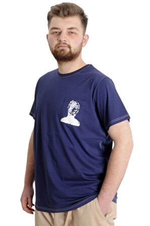 Mode XL Büyük Beden Erkek T-shirt FINGERMARK 23201 İndigo