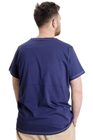 Mode XL Büyük Beden Erkek T-shirt FINGERMARK 23201 İndigo