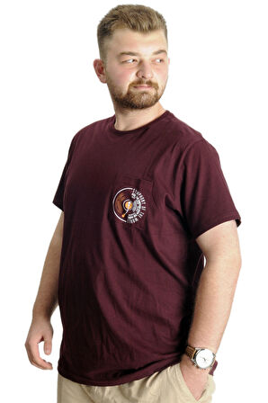 Mode XL Büyük Beden Erkek T-Shirt Bis Yaka Symphony 23202 Mürdüm