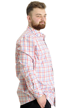 Mode XL Büyük Beden Erkek Gömlek Ekose Uzun Kollu 23300 Su Yeşili