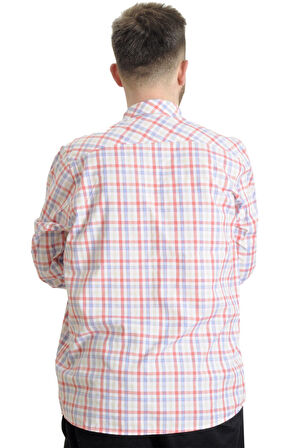 Mode XL Büyük Beden Erkek Gömlek Ekose Uzun Kollu 23300 Su Yeşili