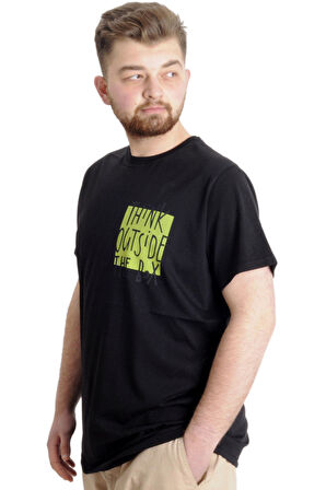 Mode XL Büyük Beden Erkek T-shirt OUTSIDE 23106 Siyah