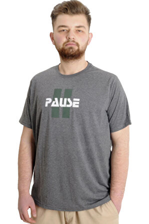 Mode XL Büyük Beden Erkek T-shirt PAUSE 23109 Antramelanj