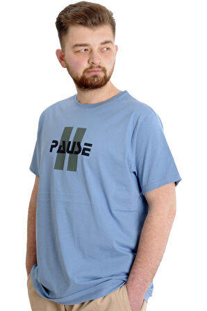 Mode XL Büyük Beden Erkek T-shirt PAUSE 23109 Mavi