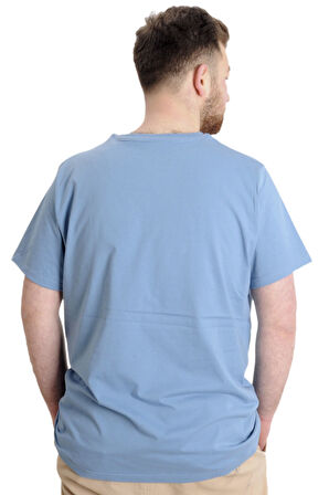 Mode XL Büyük Beden Erkek T-shirt PAUSE 23109 Mavi
