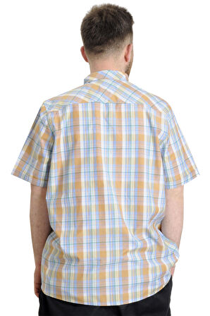 Mode XL Büyük Beden Erkek Gömlek Ekose Kısa Kollu 23301 Yeşil