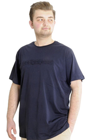Mode XL Büyük Beden Erkek T-shirt SOUNDNESS 23114 Lacivert