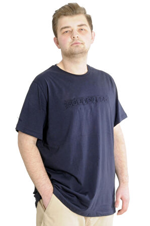 Mode XL Büyük Beden Erkek T-shirt SOUNDNESS 23114 Lacivert