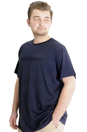 Mode XL Büyük Beden Erkek T-shirt SOUNDNESS 23114 Lacivert