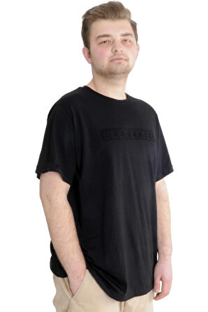 Mode XL Büyük Beden Erkek T-shirt SOUNDNESS 23114 Siyah