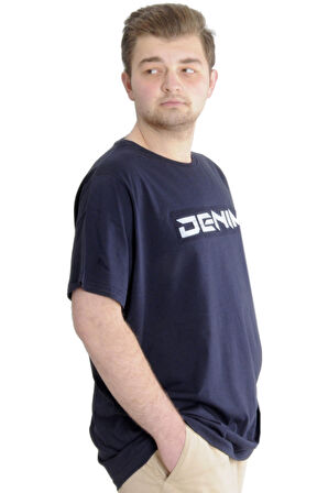 Mode XL Büyük Beden Erkek T-shirt DENIM 23115 Lacivert