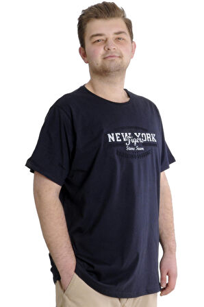 Mode XL Büyük Beden Erkek T-shirt TIGERS 23116 Lacivert