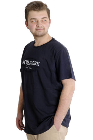 Mode XL Büyük Beden Erkek T-shirt TIGERS 23116 Lacivert