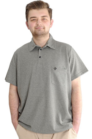 Mode XL Büyük Beden Erkek T-shirt Polo Cepli Golf WAFFLE 23320 Haki