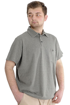 Mode XL Büyük Beden Erkek T-shirt Polo Cepli Golf WAFFLE 23320 Haki