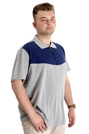 Mode XL Büyük Beden Erkek T-shirt Polo FRAGMENTED 23325 Grimelanj