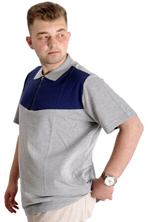 Mode XL Büyük Beden Erkek T-shirt Polo FRAGMENTED 23325 Grimelanj