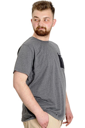 Mode XL Büyük Beden Erkek T-shirt CHNGYRMD 23123 Antramelanj