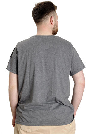 Mode XL Büyük Beden Erkek T-shirt CHNGYRMD 23123 Antramelanj