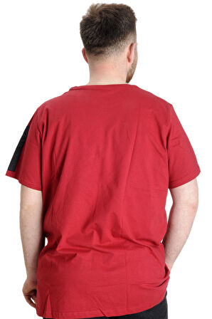 Mode XL Büyük Beden Erkek T-shirt CHNGYRMD 23123 Bordo