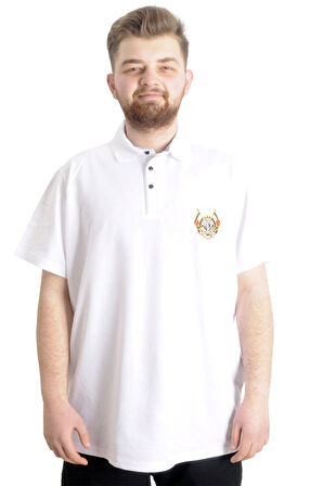 Mode XL Büyük Beden Erkek T-shirt Polo CHOOSE YOUR MODE 23321 Beyaz