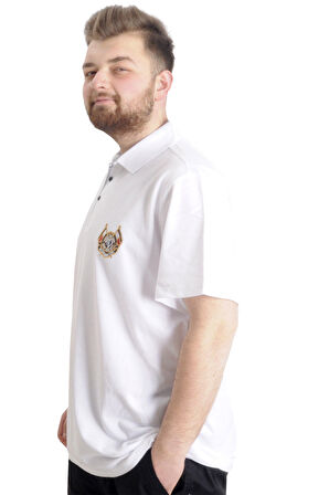 Mode XL Büyük Beden Erkek T-shirt Polo CHOOSE YOUR MODE 23321 Beyaz