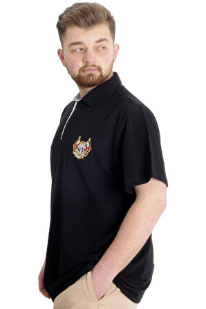 Mode XL Büyük Beden Erkek T-shirt Polo CHOOSE YOUR MODE 23321 Siyah