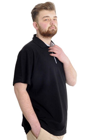 Mode XL Büyük Beden Erkek T-shirt Polo CHOOSE YOUR MODE 23321 Siyah