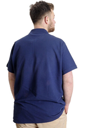 Mode XL Büyük Beden Erkek T-shirt Polo FRAGMENTED 23325 Mavi