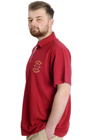 Mode XL Büyük Beden Erkek T-shirt Polo ADVENTURE 23323 Bordo