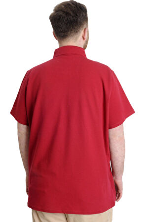 Mode XL Büyük Beden Erkek T-shirt Polo ADVENTURE 23323 Bordo