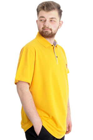 Mode XL Büyük Beden Erkek T-shirt Polo ADVENTURE 23323 Hardal