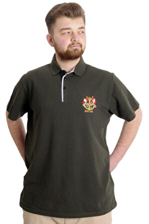 Mode XL Büyük Beden Erkek T-shirt Polo MODE TEAM 23324 Haki