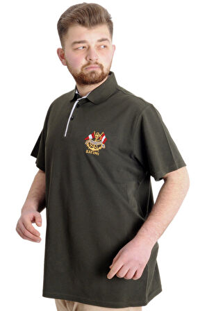Mode XL Büyük Beden Erkek T-shirt Polo MODE TEAM 23324 Haki