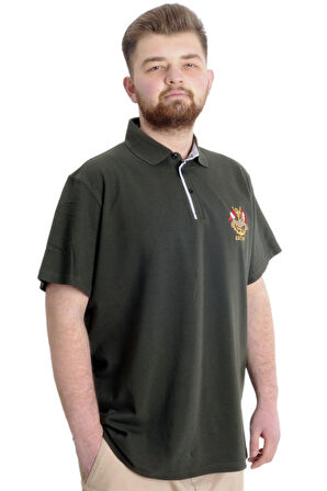 Mode XL Büyük Beden Erkek T-shirt Polo MODE TEAM 23324 Haki