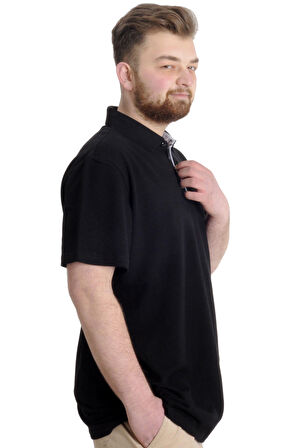 Mode XL Büyük Beden Erkek T-shirt Polo MODE TEAM 23324 Siyah