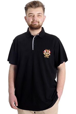 Mode XL Büyük Beden Erkek T-shirt Polo MODE TEAM 23324 Siyah