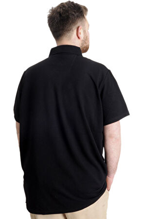 Mode XL Büyük Beden Erkek T-shirt Polo MODE TEAM 23324 Siyah
