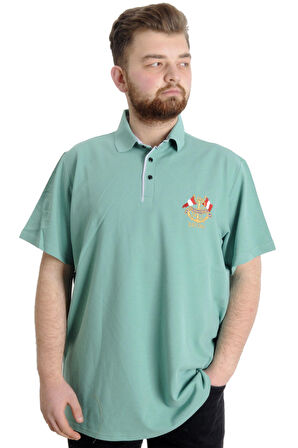 Mode XL Büyük Beden Erkek T-shirt Polo MODE TEAM 23324 Yeşil