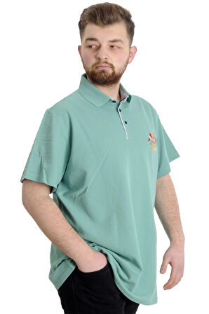 Mode XL Büyük Beden Erkek T-shirt Polo MODE TEAM 23324 Yeşil