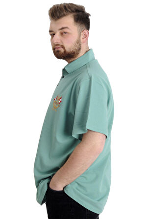Mode XL Büyük Beden Erkek T-shirt Polo MODE TEAM 23324 Yeşil