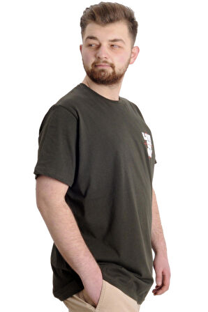 Mode XL Büyük Beden Erkek T-shirt LIVE OR DIE 23124 Haki