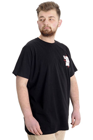 Mode XL Büyük Beden Erkek T-shirt LIVE OR DIE 23124 Siyah