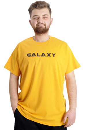 Mode XL Büyük Beden Erkek T-shirt GALAXY 23125 Hardal