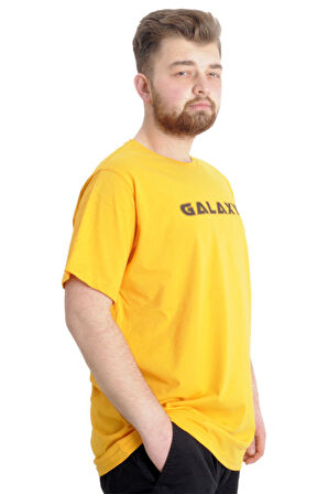 Mode XL Büyük Beden Erkek T-shirt GALAXY 23125 Hardal