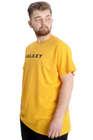 Mode XL Büyük Beden Erkek T-shirt GALAXY 23125 Hardal