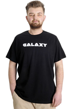 Mode XL Büyük Beden Erkek T-shirt GALAXY 23125 Siyah
