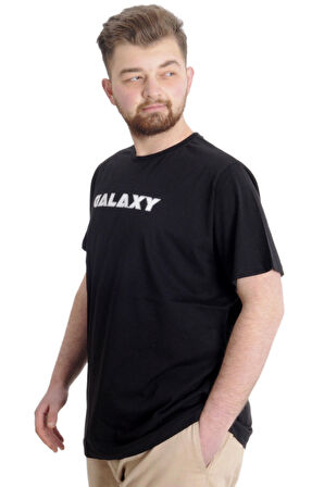 Mode XL Büyük Beden Erkek T-shirt GALAXY 23125 Siyah